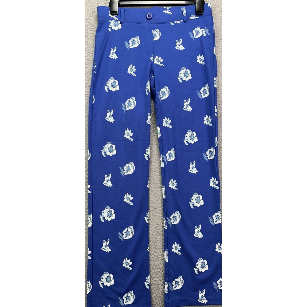 Betabrand Pants‎ Womens Small Petite Blue Floral Print Nylon Blend Yoga Dress